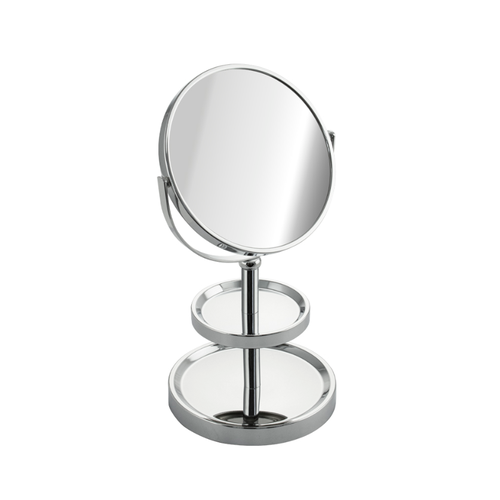 зеркало косметическое настольное с полочками для украшений нержавейка хромированная Зеркало косметическое с полочками для украшений