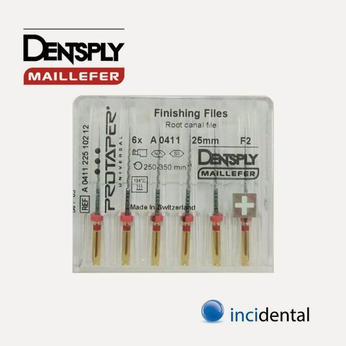 Изображение товара Протейперы Универсал машин-формир (6шт) ProTaper Дентсплай Майлифер (Dentsply Maillefer)в наборе (25 мм F2 (6 шт/уп) Красный) для лучшей обработки корневого канала.