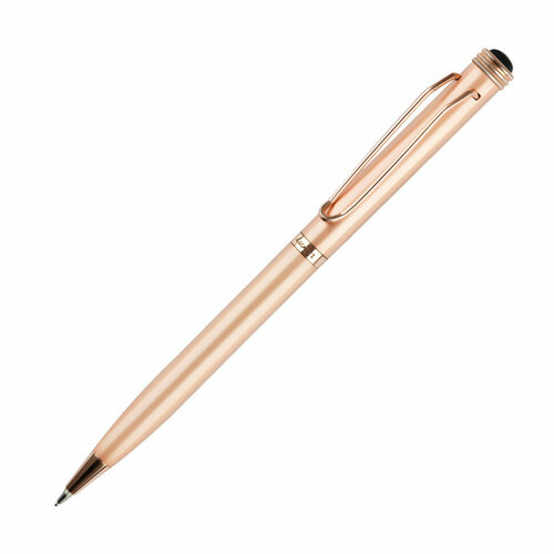 Ручка шариковая Luxor Anvi синяя, 0,7мм, корпус розовое золото, поворотный механизм, футляр, 338404