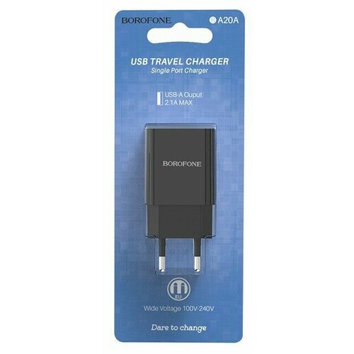 сетевое з у borofone ba20a 1usb 2 1a с кабелем microusb черный Сетевое зар. устр. Borofone BA20A 1USB 2.1A черное