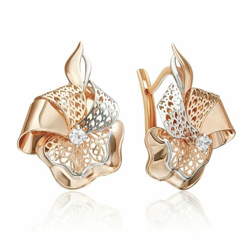 Серьги PLATINA красное золото 585 проба фианит красный 48846₽