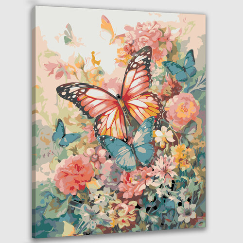Картина по номерам 50х40 Бабочки среди цветов модульная картина слон гуляющий среди цветов 170x113