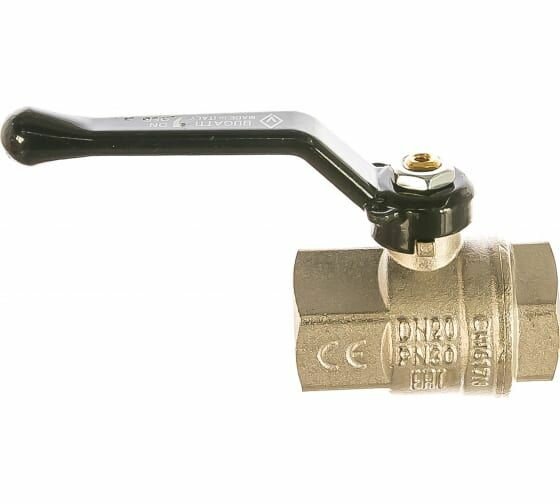 фото Шаровый кран 3/4 в/в ручка Bugatti NEW JERSEY 900 9100013 ИС.080990н шаровой полнопроходной Bugatti New Jersey 910 - 1/2" (ВР/ВР, PN50, ручка-рычаг черная)