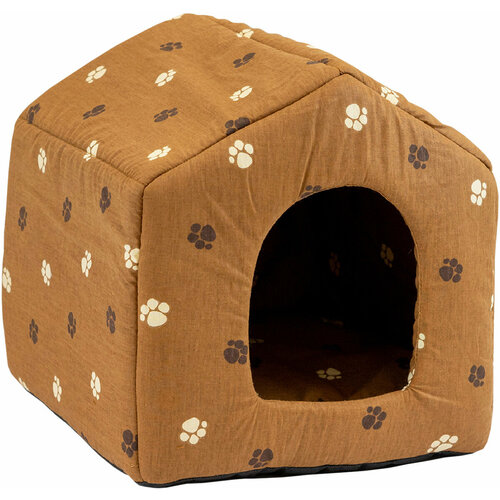 Домик для собак и кошек Дарэленд Будка с подушкой коричневый хлопок 37 х 37 х 37 см (1 шт) ferplast домик sin 4647 для кроликов 37 х 27 х 20 см