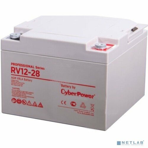 CyberPower батареи/комплектующие к ИБП CyberPower Аккумуляторная батарея RV 12-28 12V/28Ah клемма М6, ДхШхВ 166х175х125мм, высота с клеммами 125, вес 9,3кг, срок службы 8 лет cyberpower батареи комплектующие к ибп cyberpower аккумуляторная батарея rv 12290w 12в 76 ач клемма м6 дхшхв 259х168х208мм вес 30 4кг срок службы 10 лет