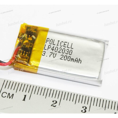 Аккумулятор PoliCell LP402030-PCM 37V 200mAh Li-Pol с платой защиты PoliCell электротовар 1302₽