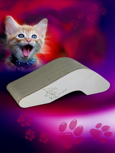 Изображение товара Когтеточка ВКайф "Бумеранг", напольная, гофрокартон и фанера, бежевая