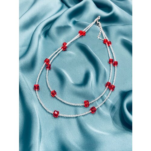 Колье Jewellery by Marina Orlova, длина 40 см, красный, бесцветный