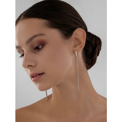 Серьги Golden City GOLDEN CITY, серебро, 925 проба, родирование, длина 9.5 см, серебряный