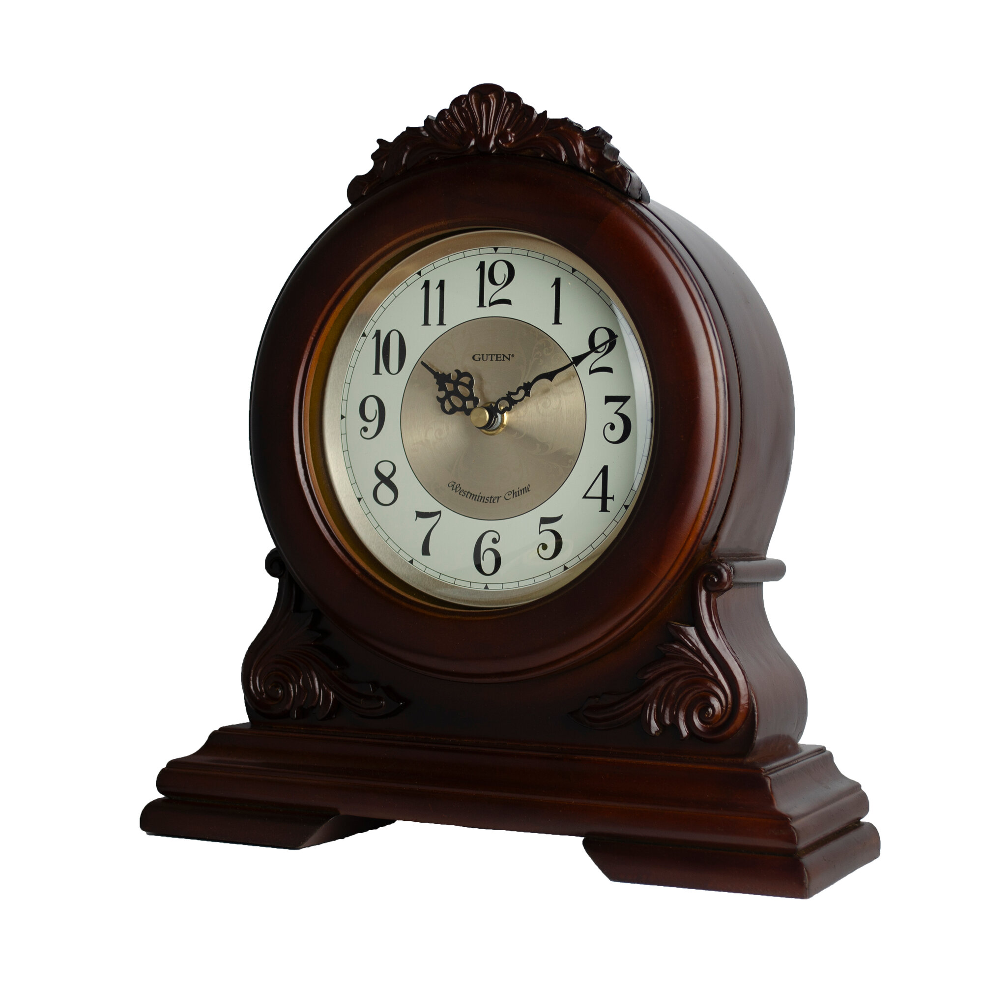 фото Деревянные настольные каминные часы с мелодией и боем GUTEN 1010030001