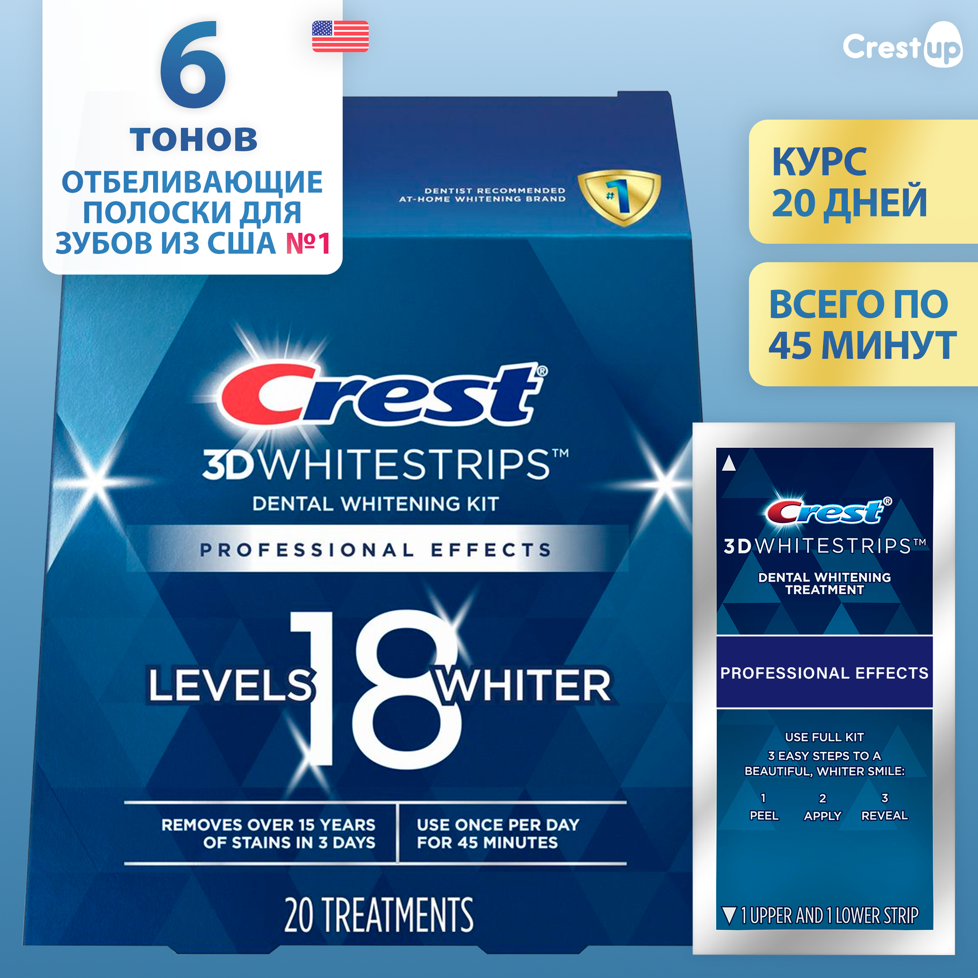 Курс 20 дней | Crest 3D Whitestrips Professional Effects – Отбеливающие полоски для зубов