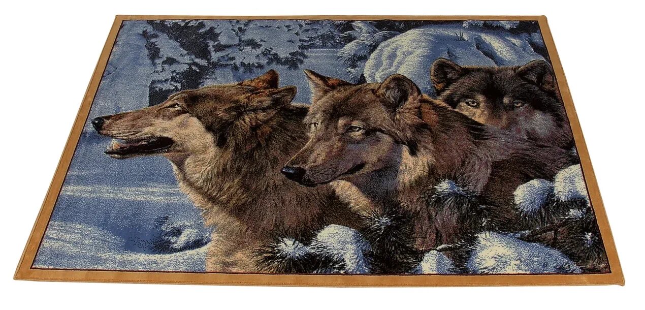 Шерстяной пейзажный ковер Hunnu 6S1011 82 волки 1.5 x 2 м.