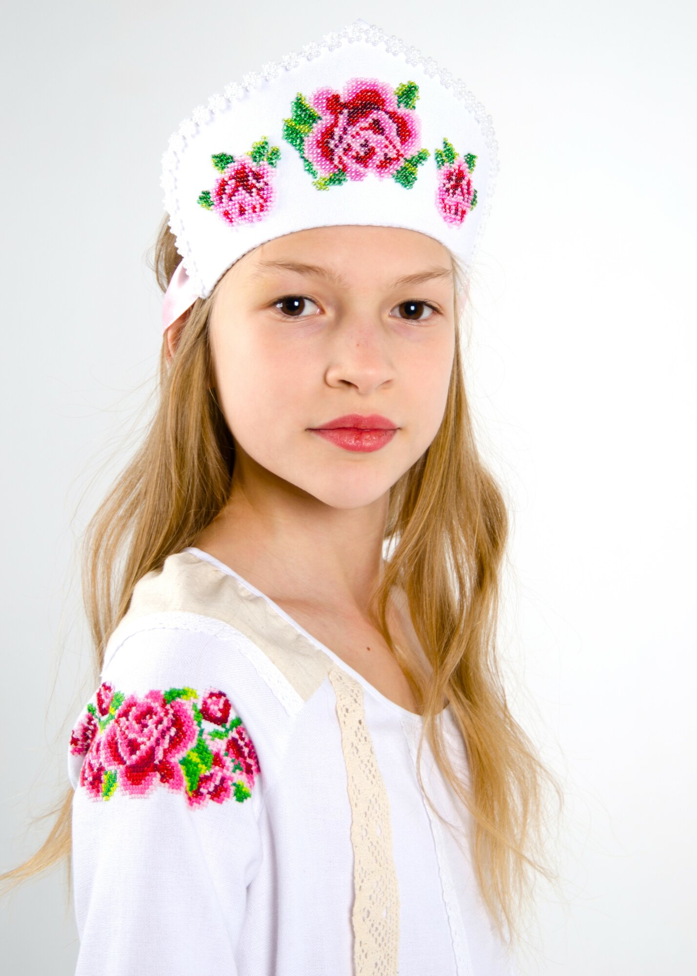 КДПН-01 "Розовый цвет" 116-128 р-р набор для вышивки детского платья Каролинка - фото №5