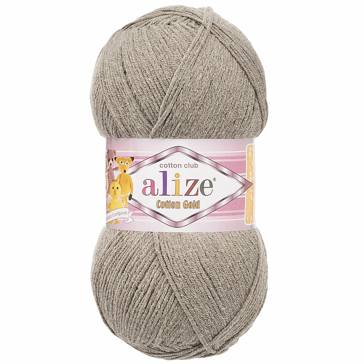 Пряжа ALIZE 'Cotton gold' 100гр. 330м. (55% хлопок, 45% акрил) ТУ (827 св. серо-коричневый)