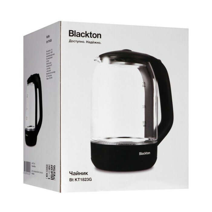 Чайник электрический Blackton Bt KT1823G, стекло, 1.8 л, 1500 Вт, чёрный