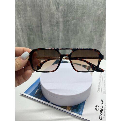 Солнцезащитные очки , коричневый, золотой