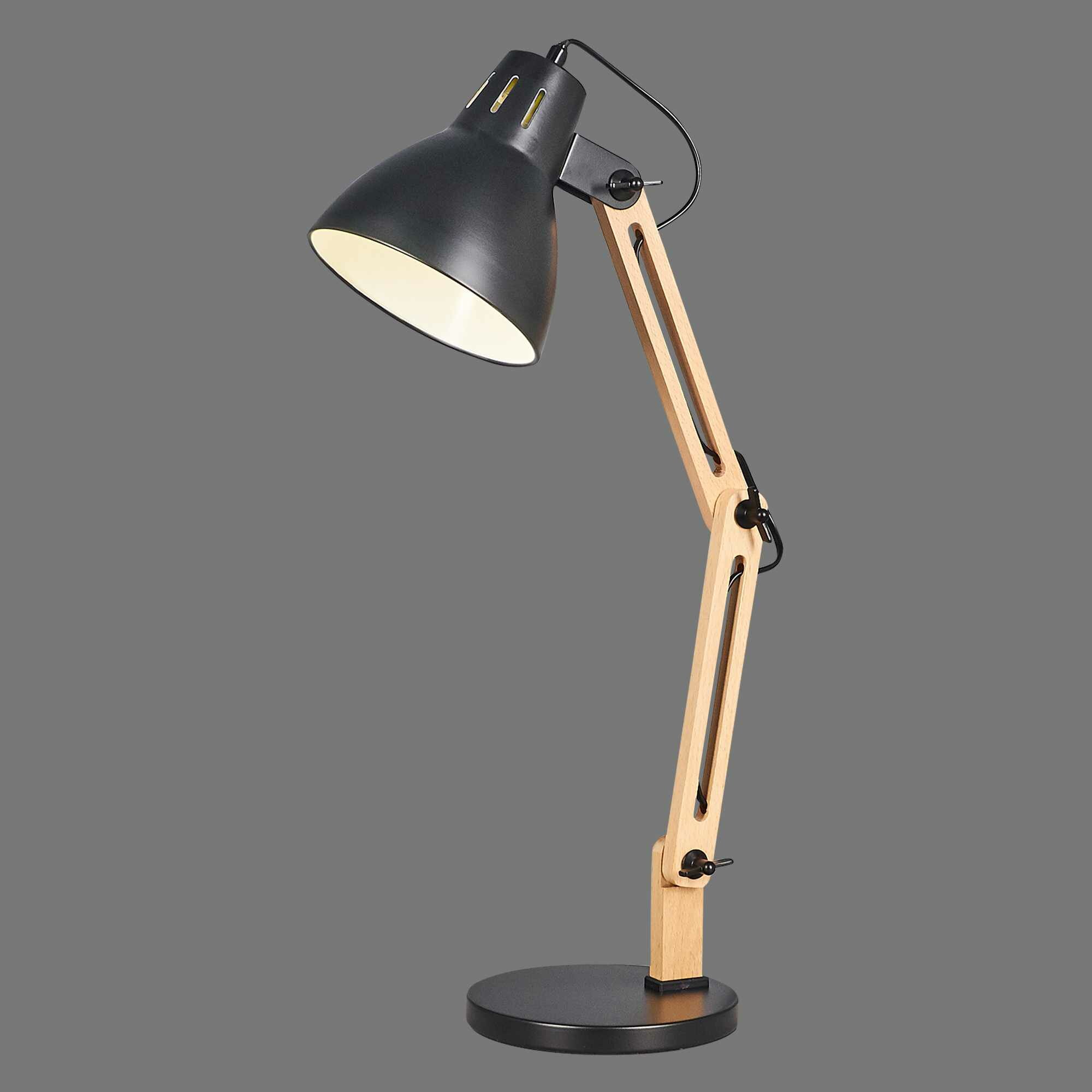 Рабочая лампа настольная Camelion KD-355, цвет чёрный/дерево