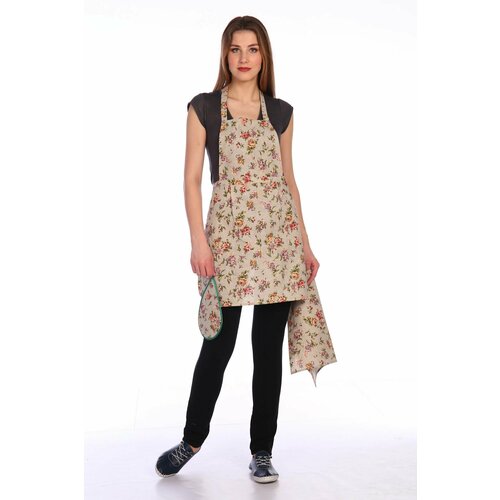 Комплект для кухни, полулен, 3 предмета (Вальс цветов)