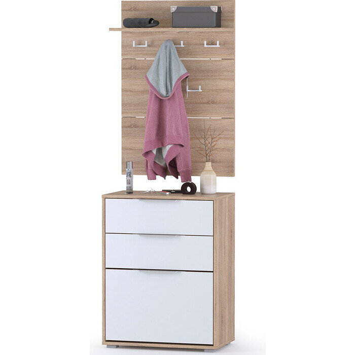 фото Прихожая Моби Куба 6 обувница 13.113 + вешалка 10.122 дуб сонома/белый премиум