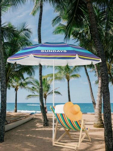 Изображение товара Зонт пляжный Sundays HYB1814 синие полосы d-160 h-185