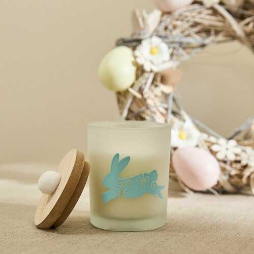 Свеча ароматическая Fresh Cotton 7х7х84 см цв белыйголубой воскстекло вес 140 гр 463₽