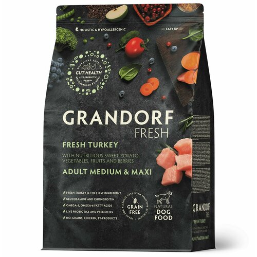 Grandorf FRESH Dog Adult MED&MAXI Turkey&Sweet Potato (мясо индейки с бататом для собак средних и крупных пород) 10кг