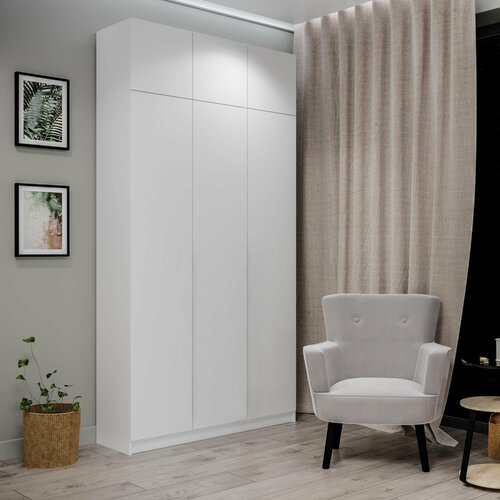 Шкаф распашной Фарелл 30 для одежды, ЛДСП Белый матовый, 120х40х230 см