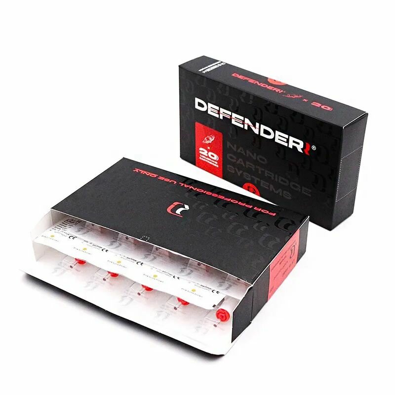 Картриджи для тату и татуажа DEFENDERR 0.20/01 RLST Round Liner Short Taper, 20шт — фото 1