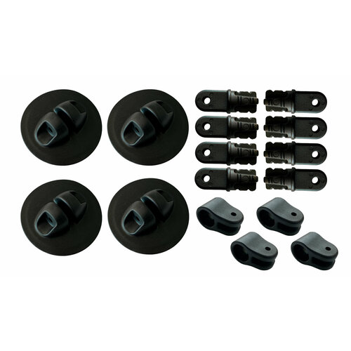 Набор для установки тента надувной лодки пвх (Комплект опора 4 шт, наконечники 8 шт, хомуты 4 шт)