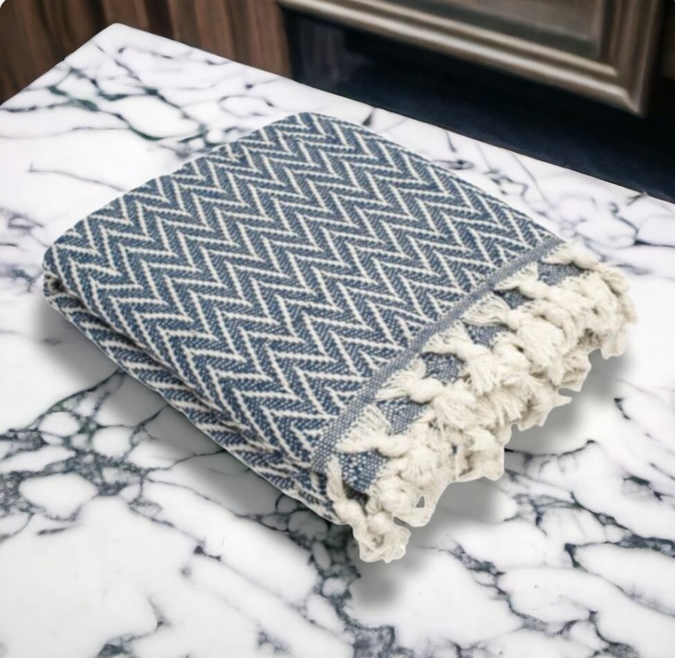 фото Покрывало с бахромой SI BRANO зигзаг 1, 200*230 евро Y 1003 V3 черный