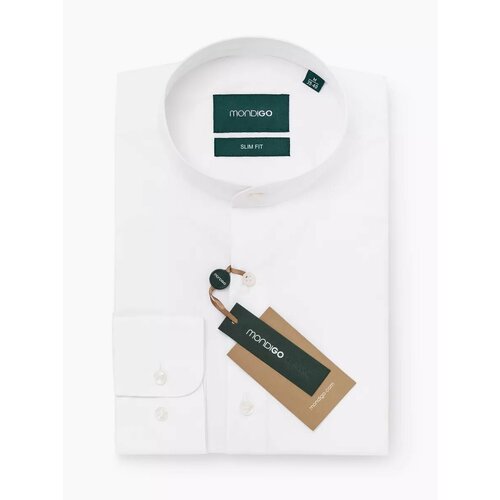 фото Рубашка mondigo с воротником-стойкой slim fit с длинным рукавом, размер l - 170-182, белый