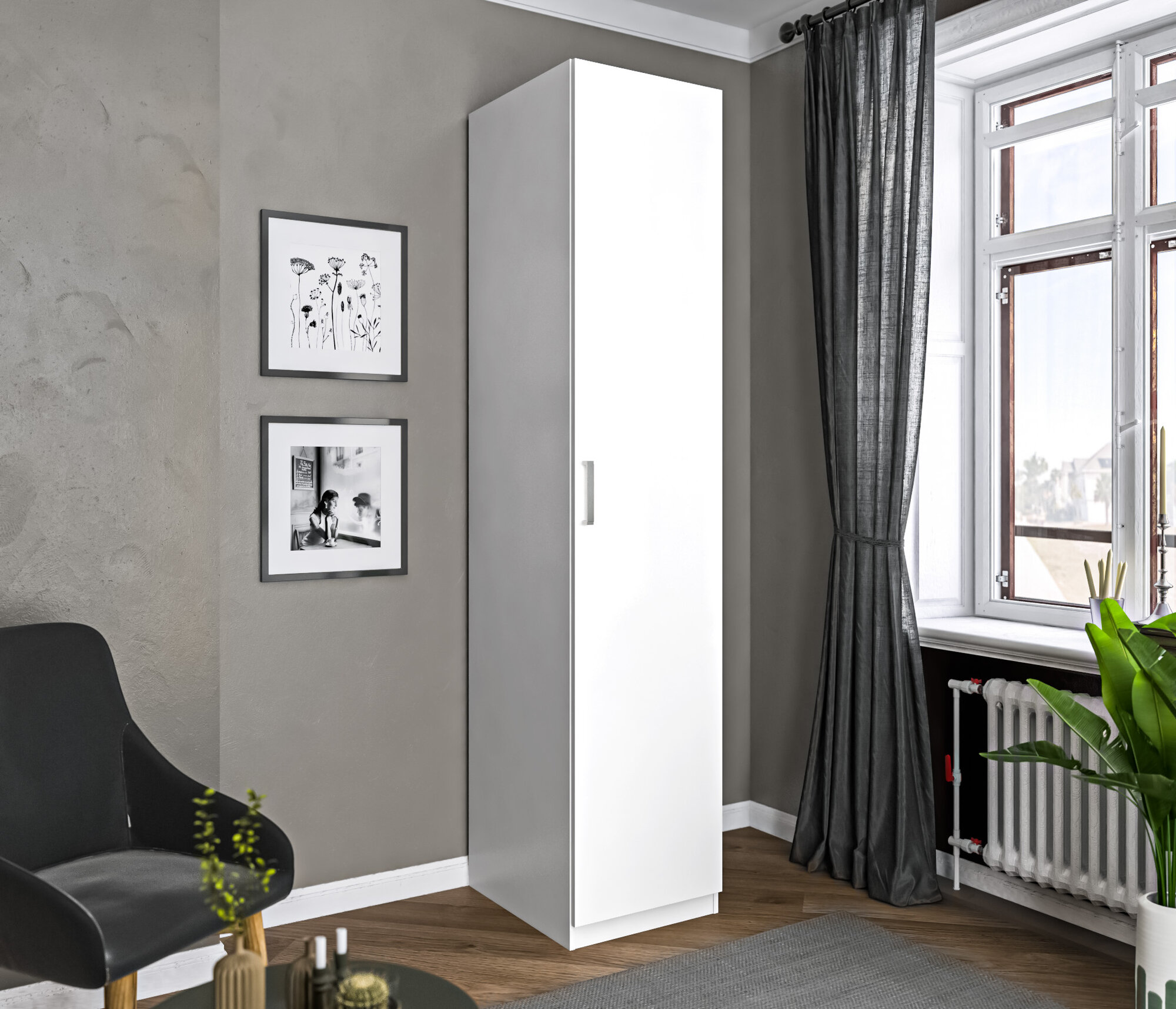 фото Однодверный шкаф столплит Макс, без зеркала, ЛДСП, Белый, 50х60х235 см