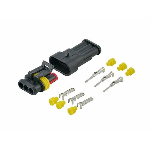 Разъёмы герметичные 3-х контактные автомобильные (мама+папа) штекер без провода