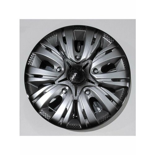 Колпаки автомобильные Лион серебристо-черные 15, 4 шт.