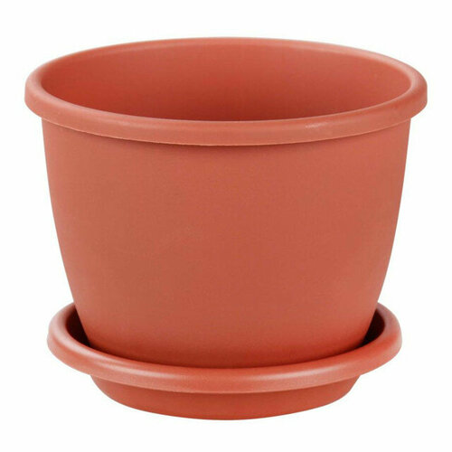 Горшок с поддоном Афина 1,1л пластик терракот