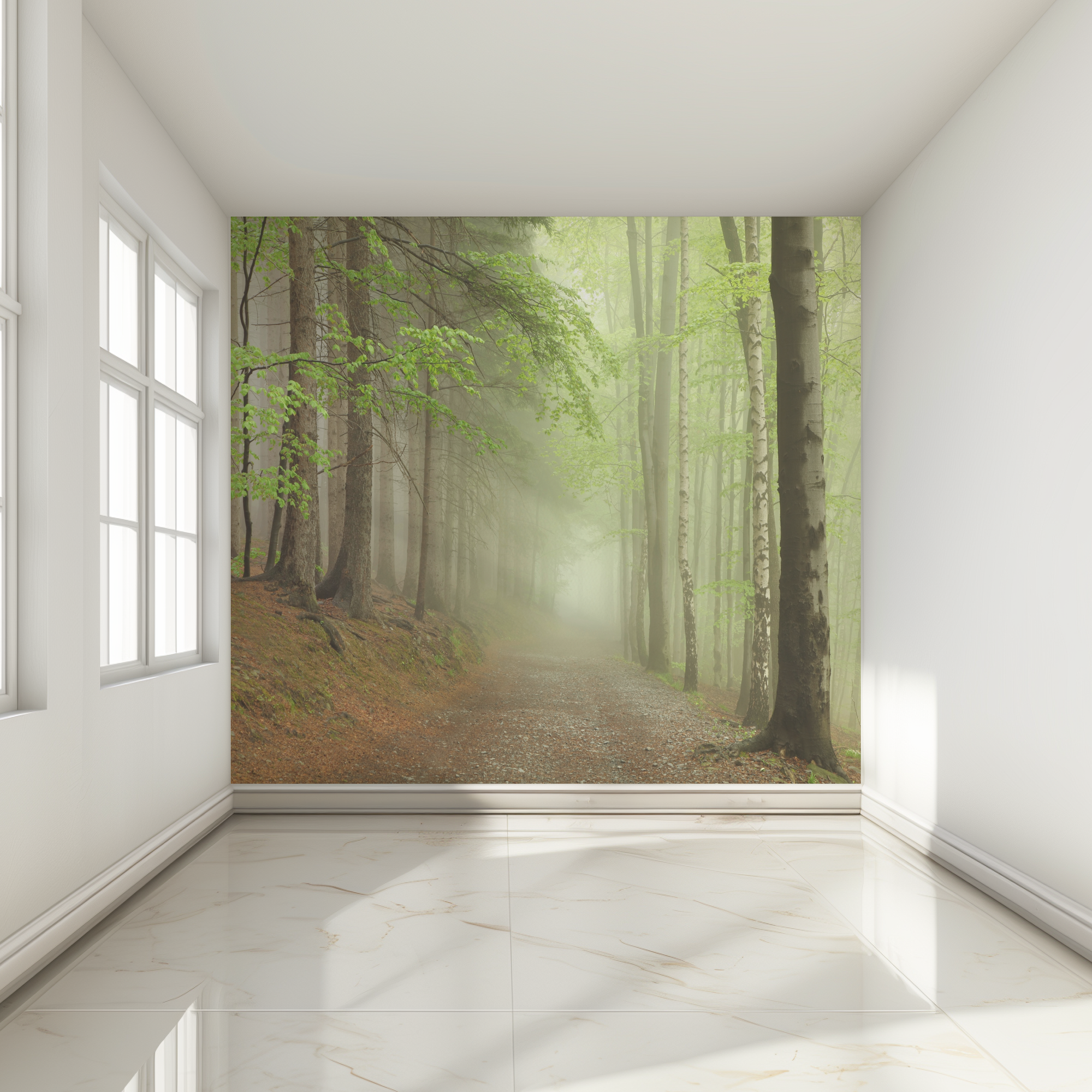 Фотообои 3д на стену  Березки   флизелиновые 300х270 см на кухню  спальню  зал