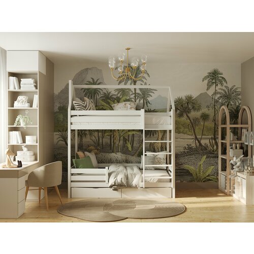 Кровать двухъярусная Домик 160*80 с ящиками