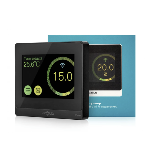 Терморегулятор сенсорный Kvolta Revo с Wi-Fi управлением, черный