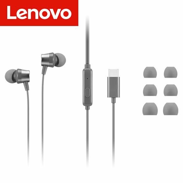 Проводные наушники-вкладыши Lenovo 300 USB-C (GXD1J77353) серые