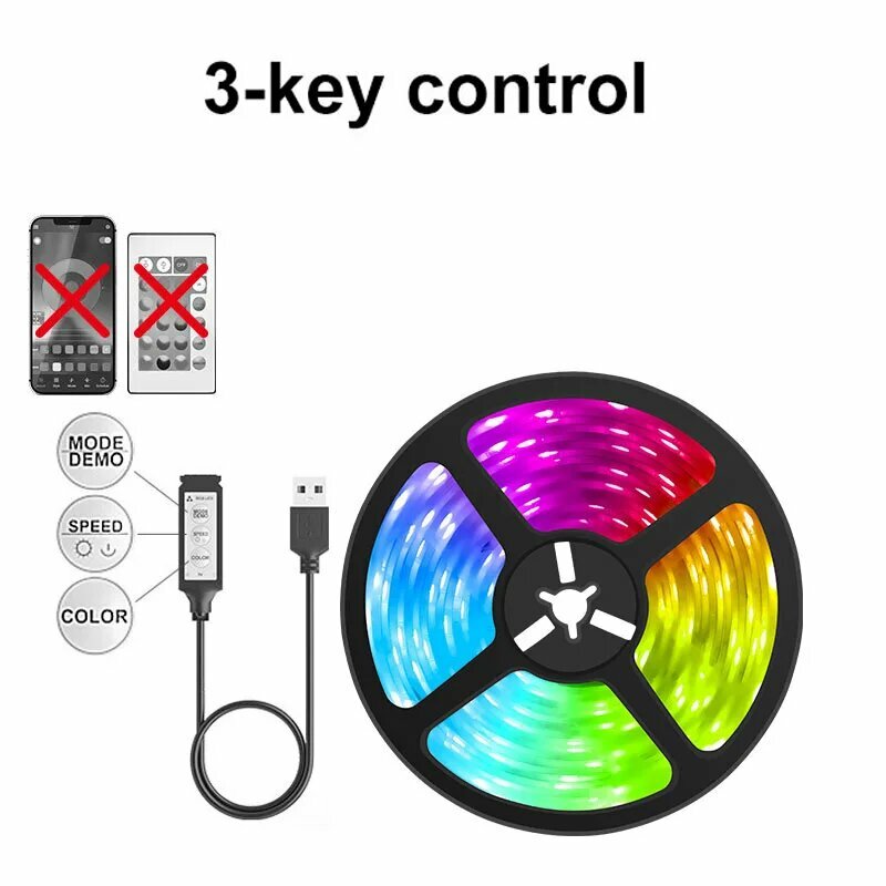 Светодиодная лента RGB 2835, 5050, USB, Bluetooth, с пультом, в ассортименте