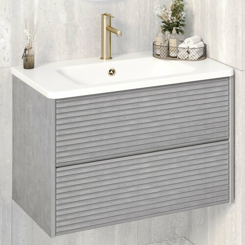 Тумба с раковиной в ванную PARMA 80 подвесная , дымчатый серый / AQUA DE MARCO