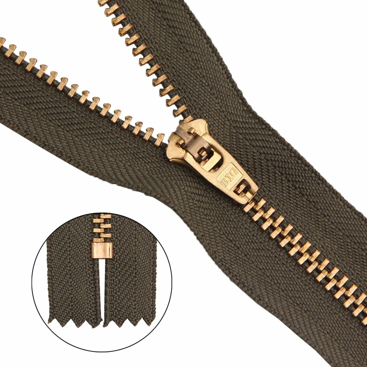 39126/18-3 Молния джинсовая 18см хаки