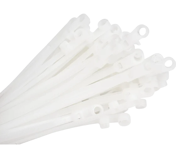 Стяжки под саморезы 3,5мм х 200мм, нейлоновые, белые, 100 штук — фото 1