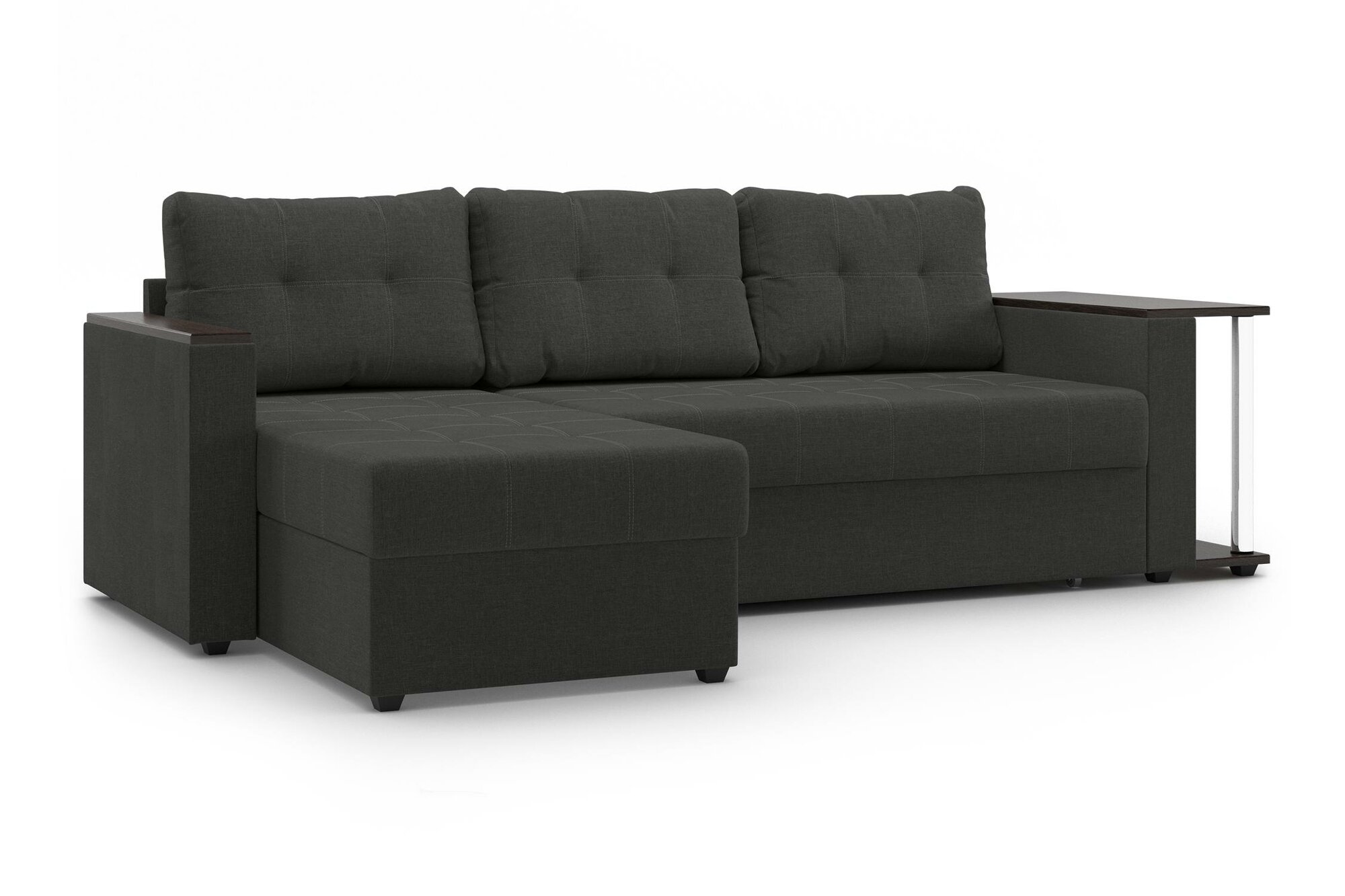 Диван угловой Нонтон Атланта дельфин рогожка серая 241x153x85 см