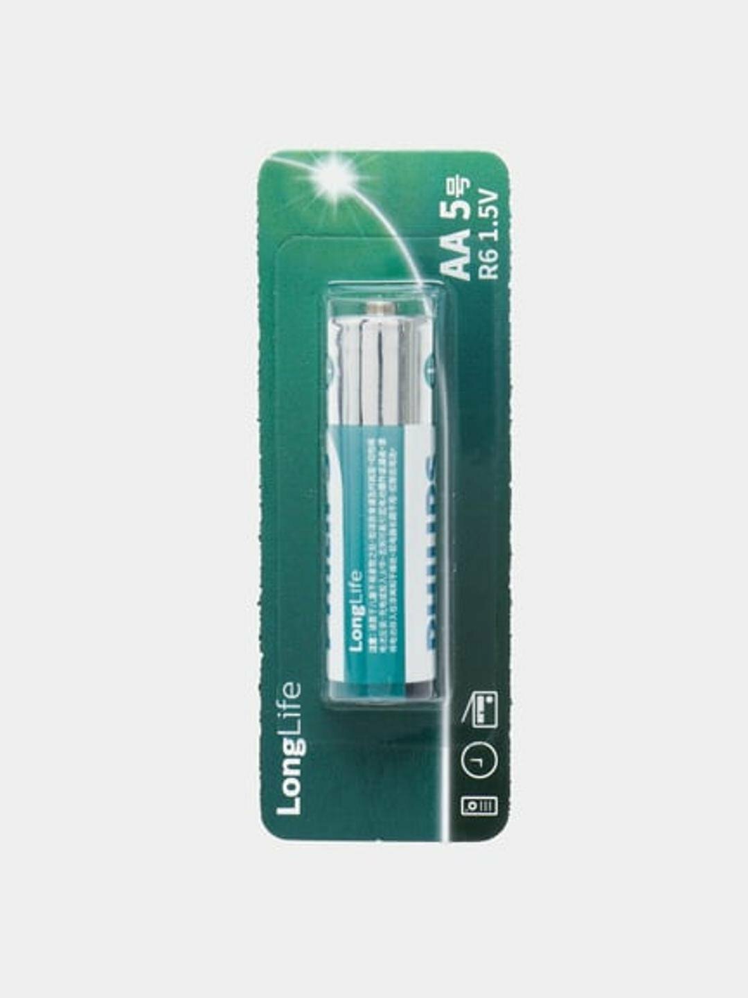 Батарейки Phillips Long life 1.5V, AA. комплект 5шт, для домашний техники