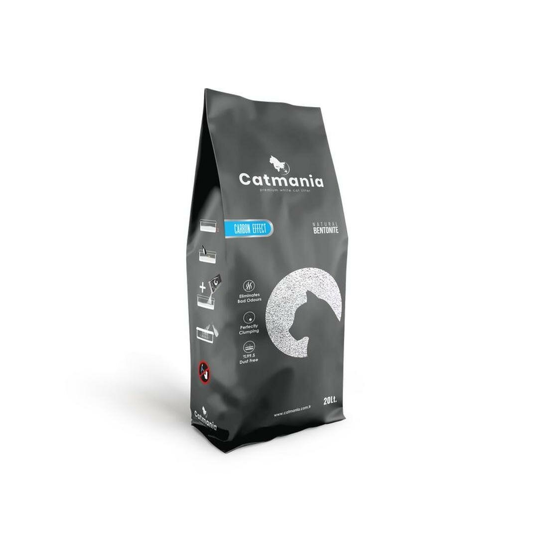Наполнитель комкующийся Catmania Carbon Effect для кошачьего туалета с добавлением активированного угля