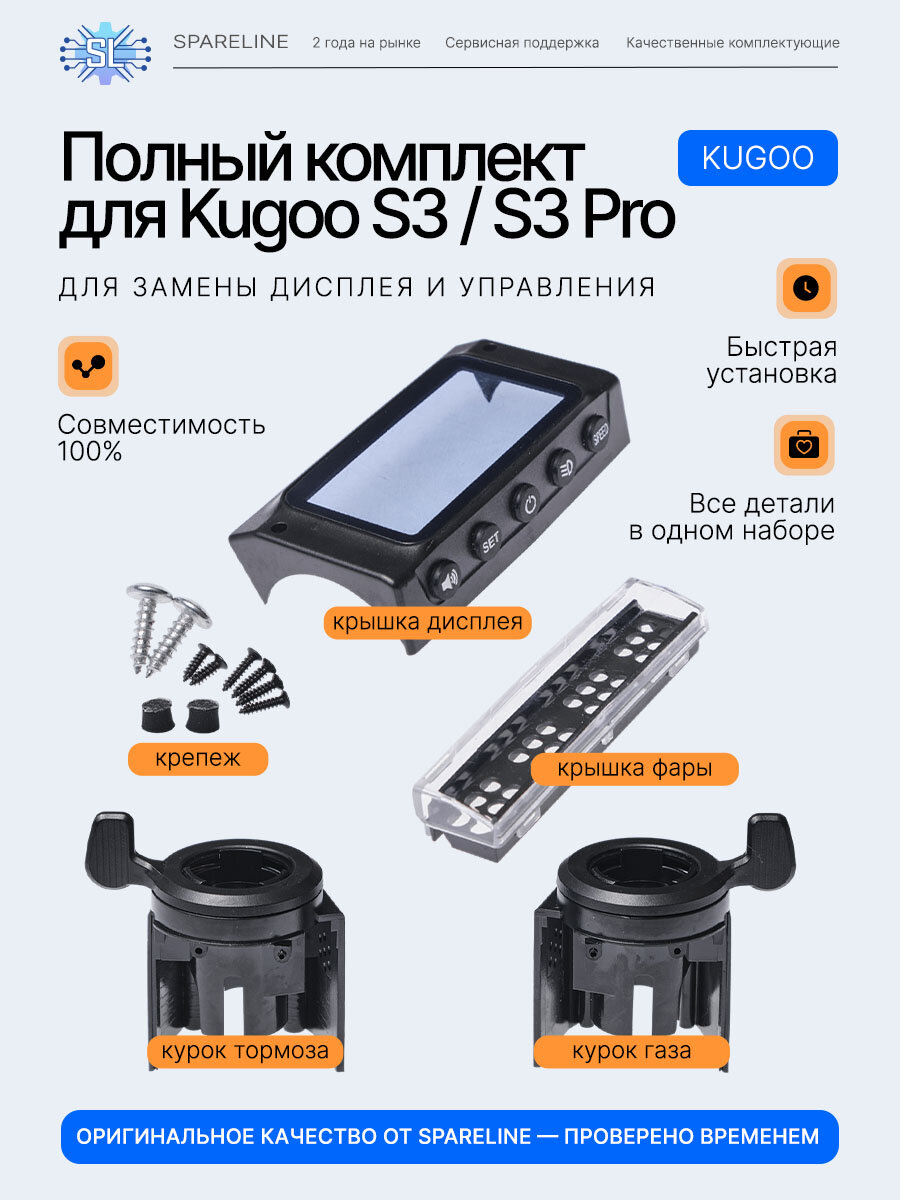 Корпус (комплект) пластика дисплея для электросамоката Kugoo S2, S3, GT Best, Coolco, MLD, Aovo