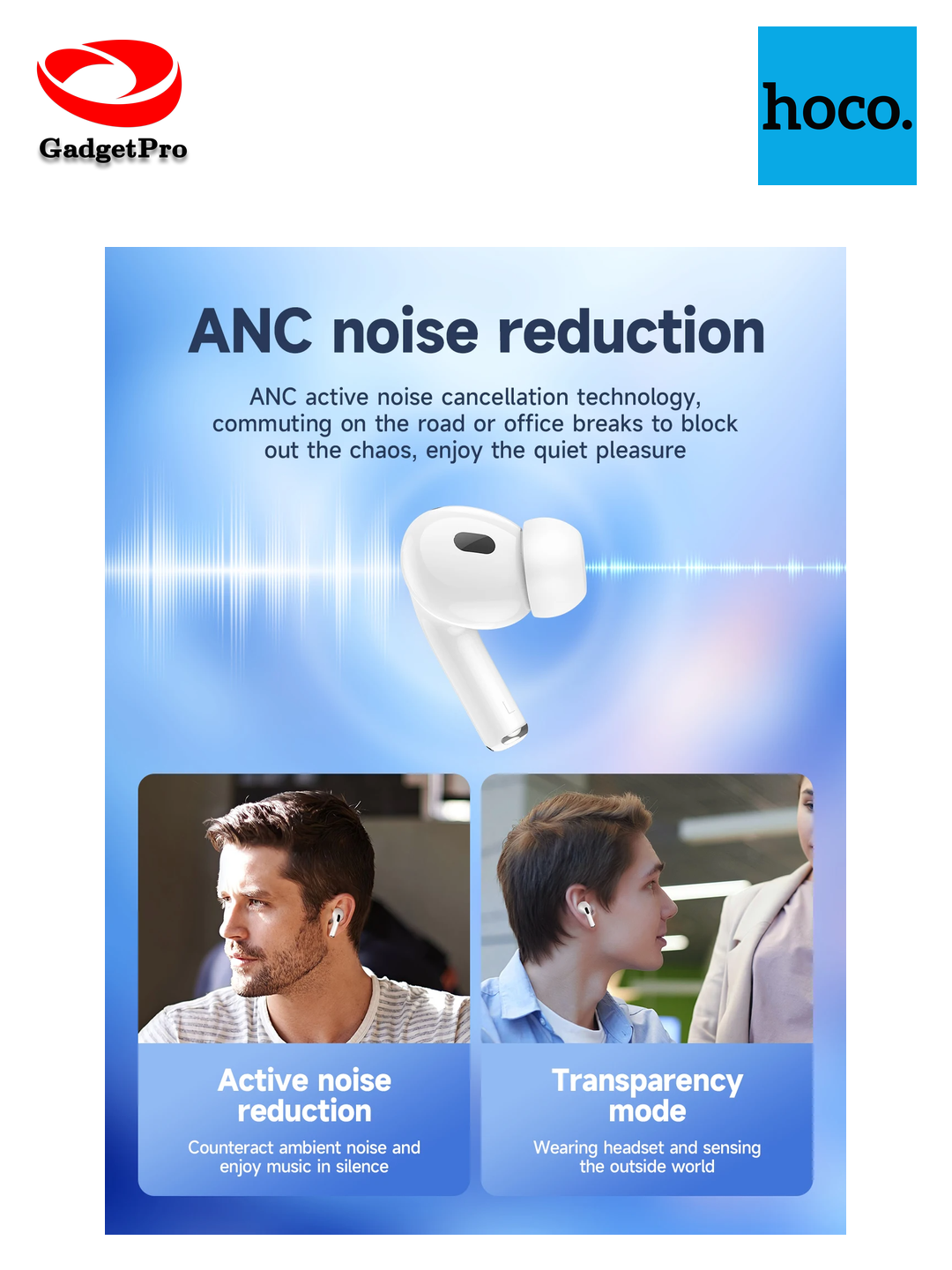Беспроводные наушники Hoco EW63 ANC: активное шумоподавление, 7 часов работы, современный дизайн Pro 2