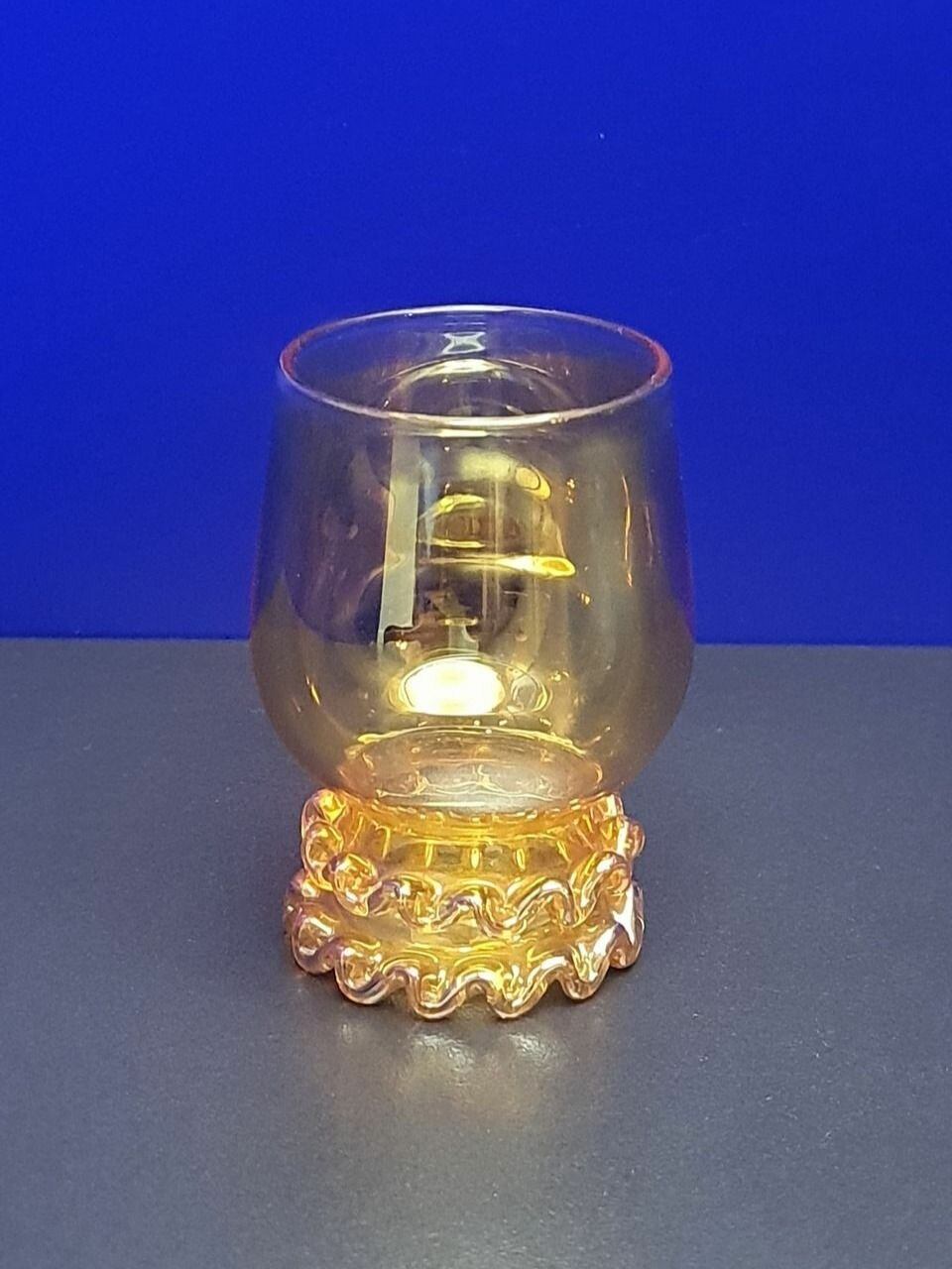 Стопка цветное стекло, люстровое покрытие с рельефным узором, винтаж СССР, 80е