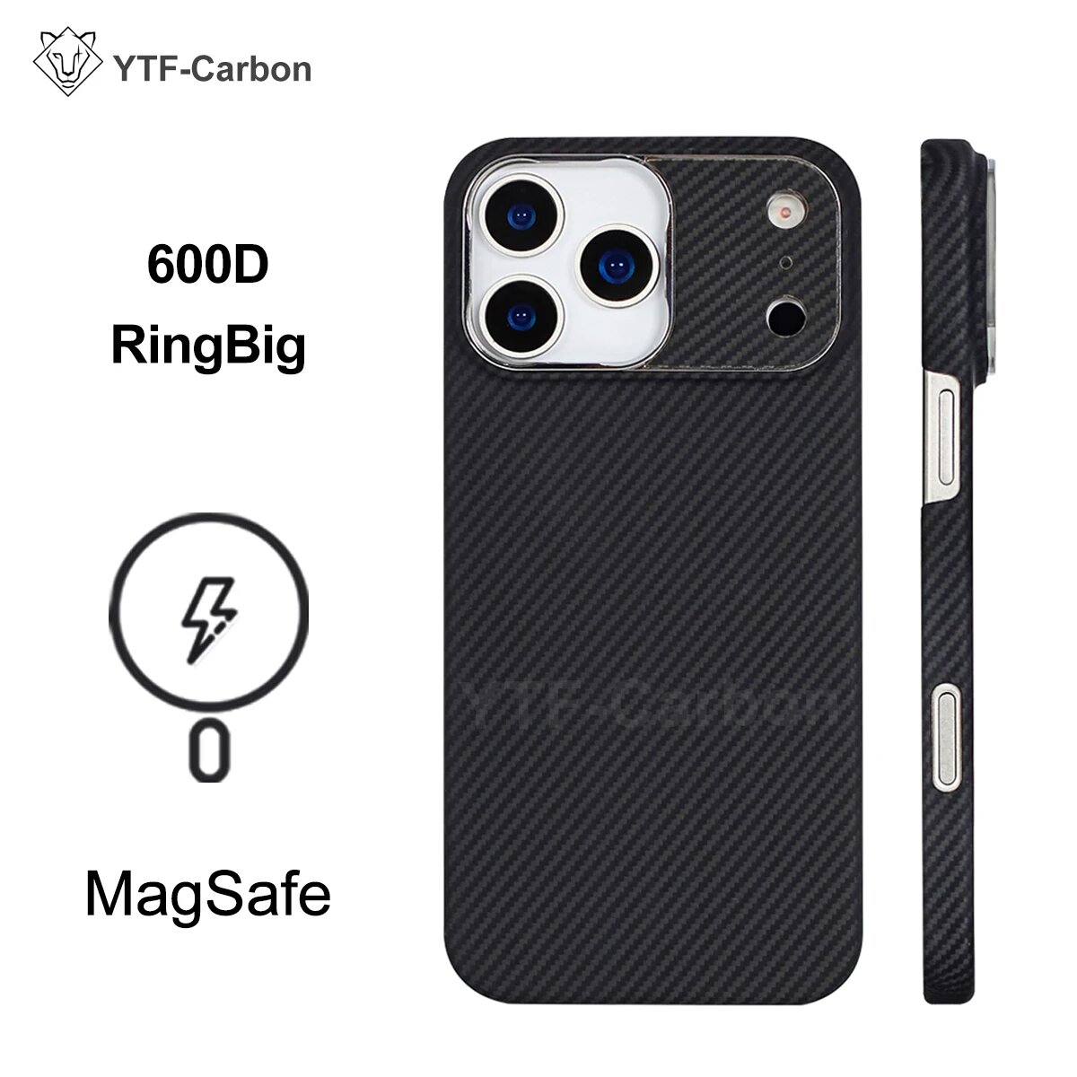 Чехол YTF Carbon для iPhone 17 Pro Max, 600D RingFine, MagSafe